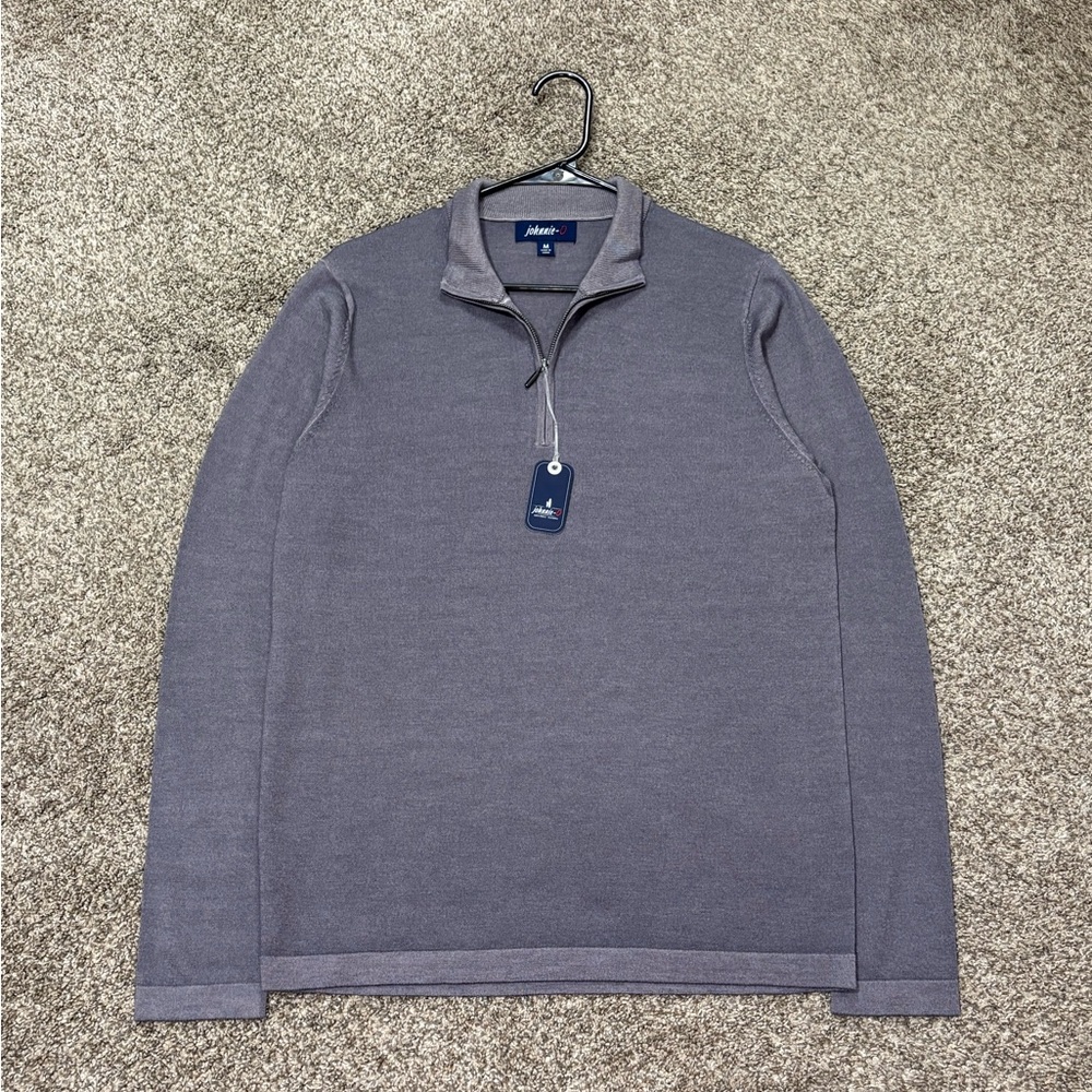 NWT Johnnie-O Baron Featherweight Wool Blend 1/4 Zip Pullover Sweater Gray M